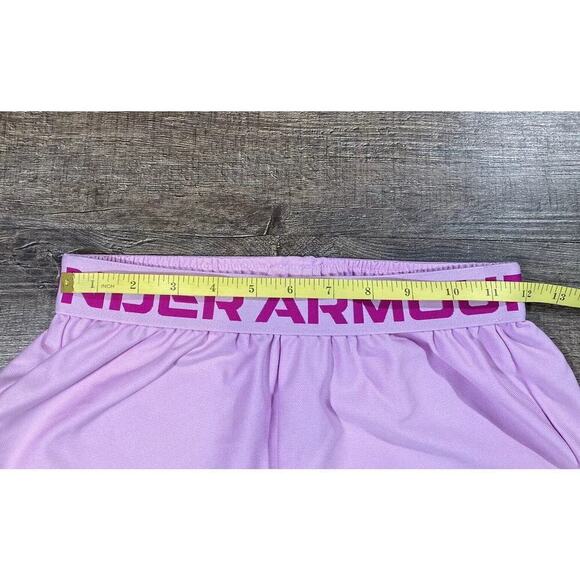 Under Armour Girls' Play Up Solid Workout Gym Shorts Stellar Pink 1362322-638 YM - Picture 7 of 8